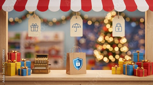 Secure holiday shopping and purchase protection concept