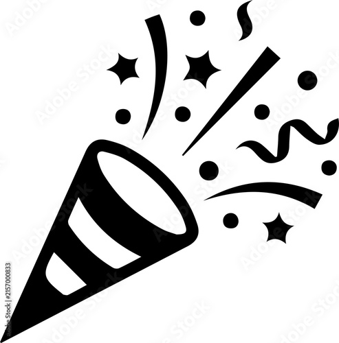 Cuadro en lienzo Party popper icon featuring confetti and stars isolated on transparent background