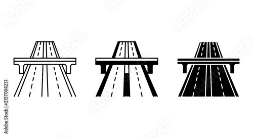 Highway Overpass Vector Icons, Road Junction Symbols, Transportation Infrastructure Graphics