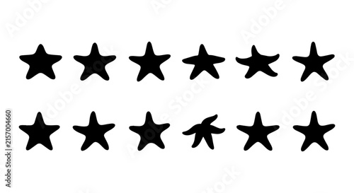 Hand Drawn Star Icons, Simple Black Star Shapes, Doodle Star Elements, Vector Star Graphics
