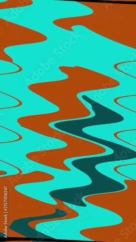 Abstract Turquoise Orange Liquid Wave Pattern Retro Psychedelic Fluid Swirl Background Template