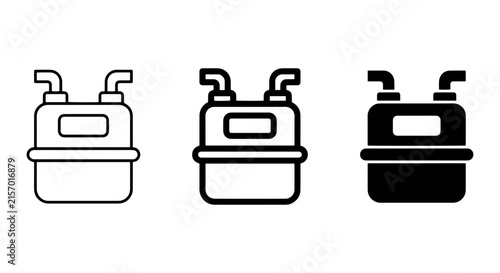 Gas Meter Icons, Utility Meter Symbols, Energy Measurement Devices, Industrial Equipment Vector Set