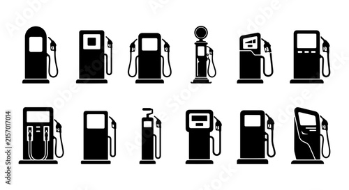Modern Fuel Pump Icons, Gas Station Equipment Collection, Automotive Service Vector Set