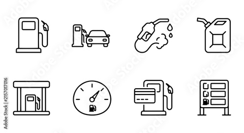 Gas Station Icons, Fuel Pump Vector Set, Automotive Service Symbols, Energy Station Graphics