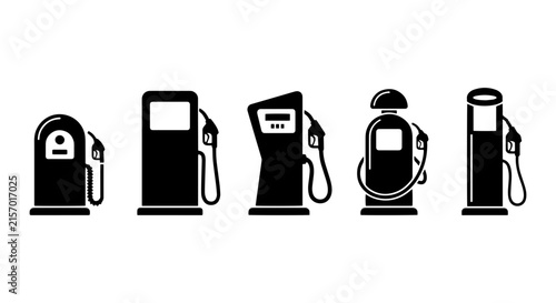 Gas Pump Icons Set, Fuel Station Equipment Vector Collection, Automotive Service Symbols