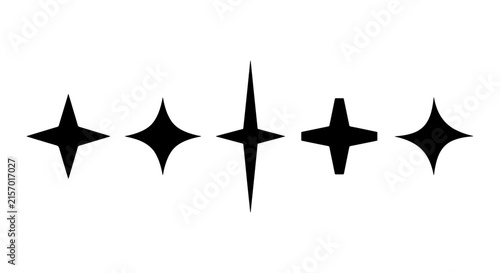 Black Starburst Sparkle Icons, Geometric Star Shapes, Abstract Light Bursts, Minimalist Shine Elements