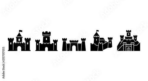 Medieval Castle Icons, Fortress Silhouettes, Royal Palace Vector Graphics, Fantasy Kingdom Symbols