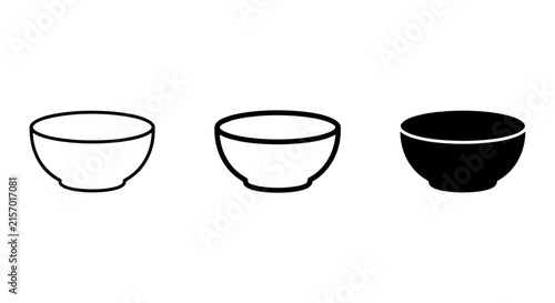 Simple Bowl Icons, Minimalist Food Dish Vector Set, Clean Kitchenware Graphics