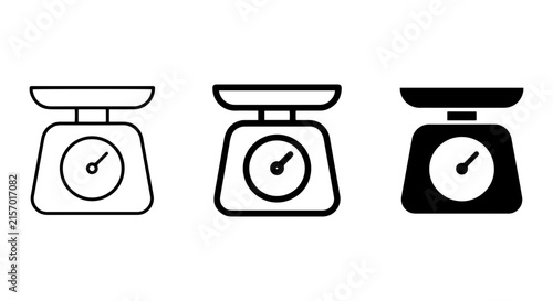 Kitchen Scale Icons, Weight Measurement Vector Set, Food Balance Illustration, Cooking Tool Graphics