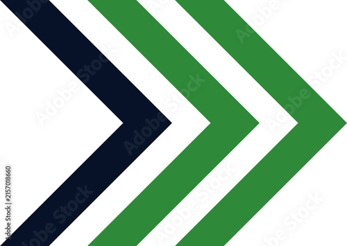 Forward Progress Chevron Arrows in Green and Dark Blue