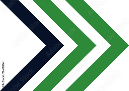 Forward Progress Chevron Arrows in Green and Dark Blue