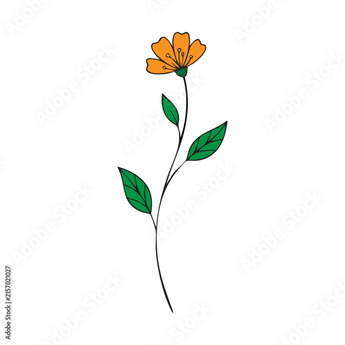 Simple Orange Flower Vector Illustration.