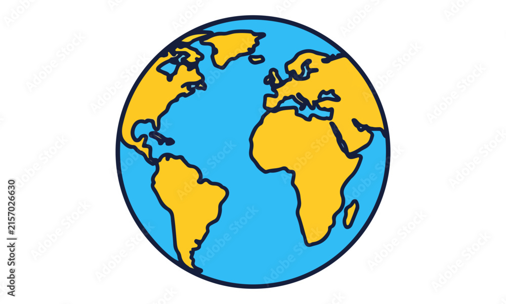 Fototapeta premium Earth planet globe icon showing world map continents on white