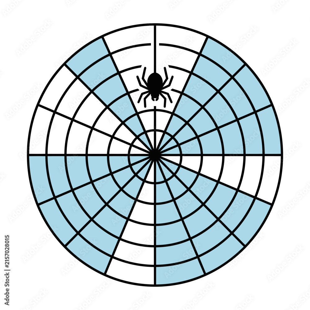 Fototapeta premium Spider web with blue geometric pattern