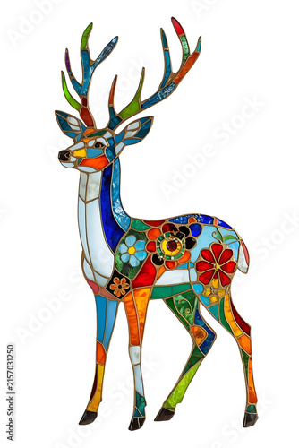 Colorful Stained Glass Reindeer Vector Clipart for Christmas & Decor