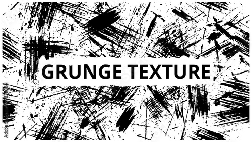 Black and White Grunge Texture Background with Brush Scratch Mix Pattern