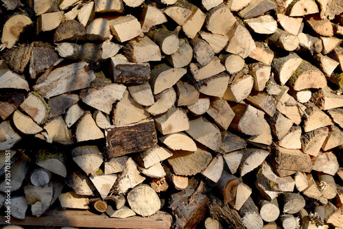 Close-up of a firewood stack of hardwoods.