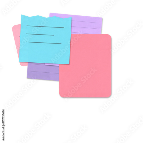 Colorful overlapping sticky notes on a flat surface