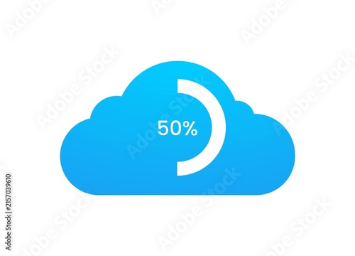 Cloud Storage Progress Meter with Percentage Indicator on Transparent Background