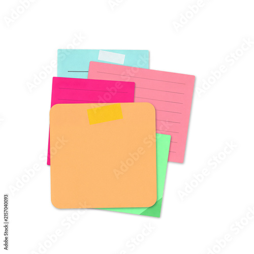 Colorful sticky notes stacked on desk