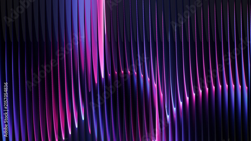 Creative pink and blue glowing light trails through vertical glass panels for artistic projects.