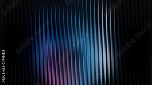 Minimalist blue light reflection on dark vertical panels for sophisticated corporate design.