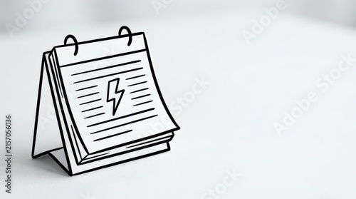 Minimalist Calendar with Lightning Bolt Symbol on Clean Workspace for Event Planning and Organization