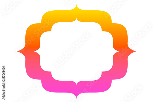 Orange and pink gradient frame PNG vector illustration. Colorful scalloped decorative border with blank center, perfect for stickers, cards, invitations, photo layouts, branding, stickers social media