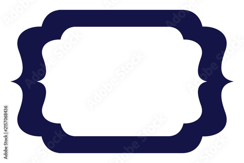 Navy blue vintage transparent frame PNG vector illustration. Bold scalloped decorative border with blank center, perfect for certificates, labels, invitations, cards, menus, packaging, and branding.