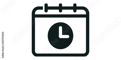 Quadro su tela Simple calendar and clock outline icon for time based event planning