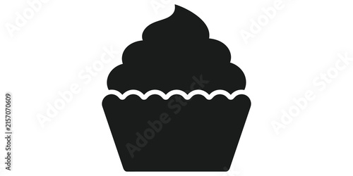 Foto Black simple muffin cupcake silhouette icon for bakery and pastry design