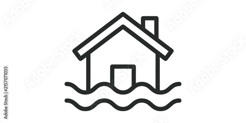 Canvastavla Outline house in flood icon isolated on transparent background for design