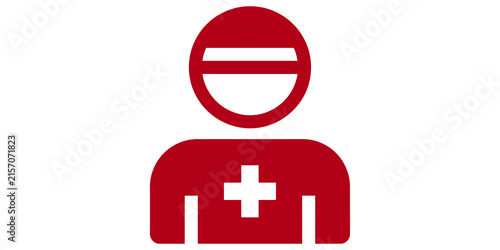 Foto Medical worker icon with red silhouette and cross for healthcare app