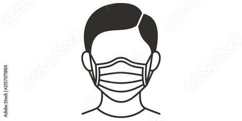 Fotografie Surgical mask icon outline for protection and hygiene safety concept