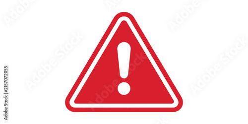Cuadro en lienzo Red exclamation warning sign triangle for safety alert caution notification