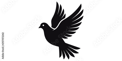 Fotografie Flying dove bird silhouette for peace and freedom religious symbols