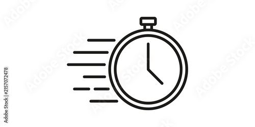 Cuadro en lienzo Fast stopwatch timer icon with motion lines for speed and deadline