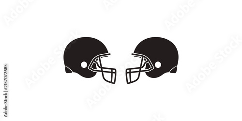 Картината върху платно Two american football helmets facing each other isolated on background