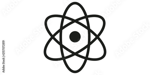 Foto Atomic structure symbol in black line art for science and chemistry