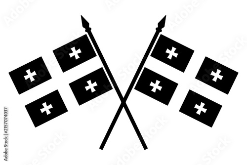 Crossed Georgia country national flags monochrome silhouette icon vector illustration