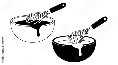 фотографія Kitchen mixing bowl and whisk cooking vector illustration