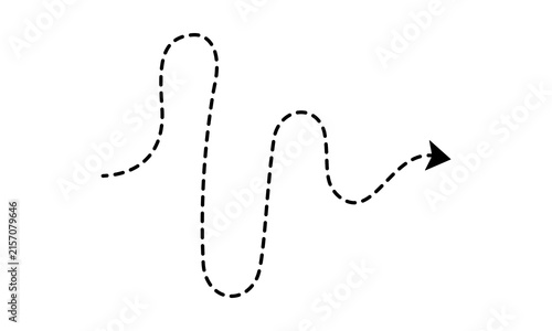 Obraz na płótnie Black dashed line arrow showing a series of sharp up and down peaks resembling a heartbeat or soundwave on a clean white background