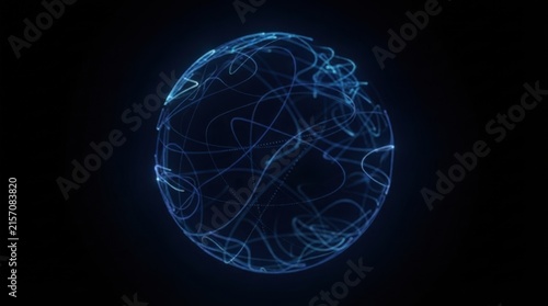 Electric Blue Plasma Sphere Glowing in Darkness, Abstract Energy Ball with Fractal Light, Cosmic Science and Technology Background, Dynamic Plasma Electricity and Space Concept