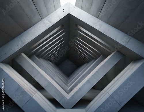 abstract concrete underpass top view architectural background 3d render