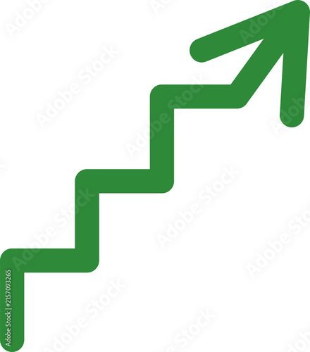 Green Stair Step Growth Arrow Showing Business Progress and Success