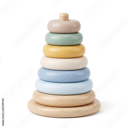 Classic Montessori Wooden Ring Stacking Toy.
