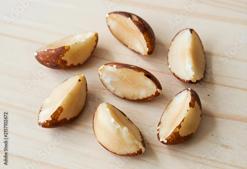 Several brazil nuts with br...