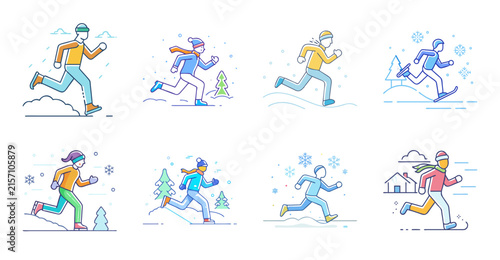 Happy cartoon characters playing sports together - Colorful cartoon figures joyfully engaging in various sports activities like running, jumping, and playing soccer.