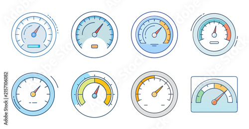 Colorful weather icons set with temperature and conditions - A vibrant set of weather icons showing temperature, rain, snow, sun, wind, and humidity conditions in a clean design style.