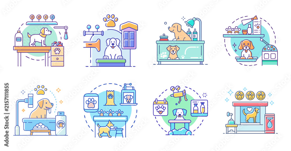 Naklejka premium Flat design app icons with mobile devices - Colorful flat design icons for productivity apps displayed on phones and tablets in a clean layout.